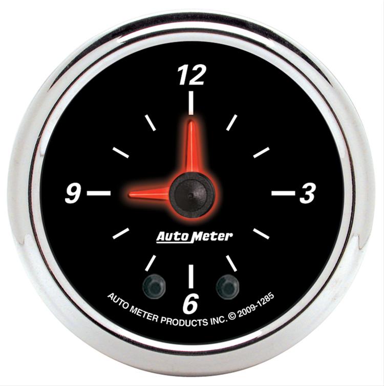 AutoMeter AU1285 Designer Black II 2-1/16" Elec Clock Quartz Movement
