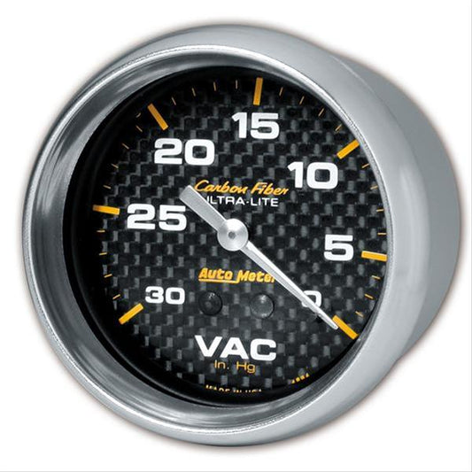 AutoMeter AU4884 Carbon Fiber 2-5/8" Mech Vacuum Gauge 0-30 In Hg