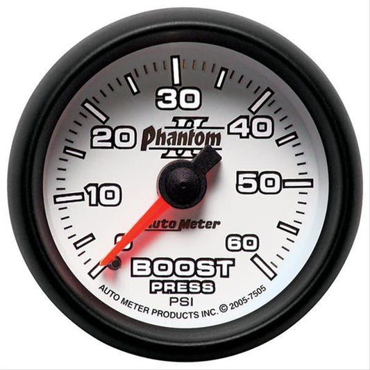 AutoMeter AU7505 Phantom II 2-1/16" Mech Boost Pressure Gauge 0-60 PSI