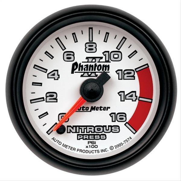 AutoMeter AU7874 Phantom II 2-5/8" Nitrous Pressure Gauge 0-1600 PSI Peak Memory