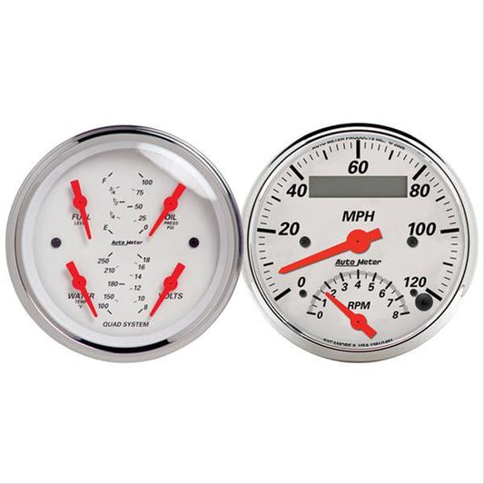 AutoMeter AU1309 Arctic White Gauges Speedo/Tach Combo Fuel Water Temp Oil Volts