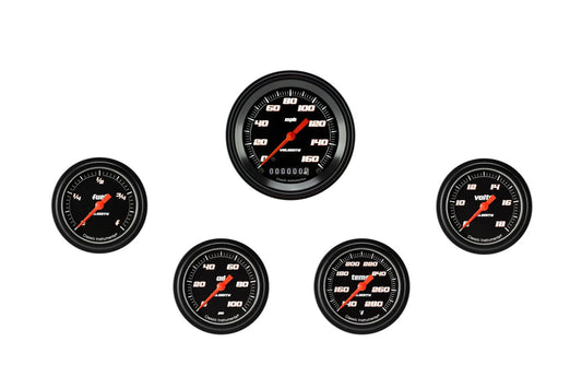 Classic Instruments VS300BBLF Velocity Black Five Gauge Set 300
