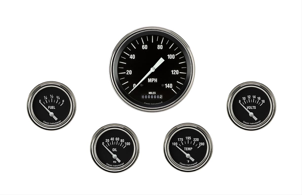 Classic Instruments HR254SLF Hot Rod Five Gauge Set 254