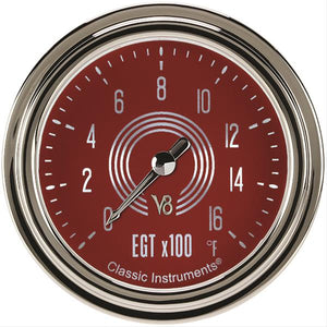 Classic Instruments V8RS398SLC V8 Red Steelie 2 5/8" Exhaust Gas Temp. Gauge