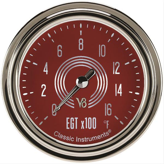 Classic Instruments V8RS398SLC V8 Red Steelie 2 5/8" Exhaust Gas Temp. Gauge