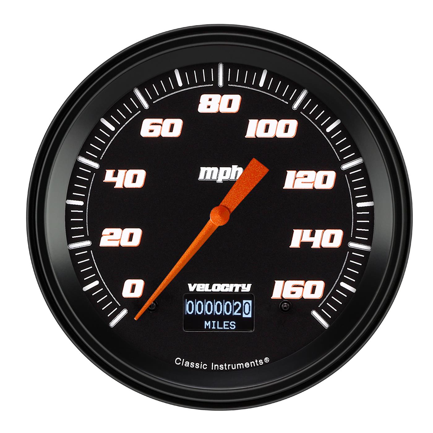 Classic Instruments VS56DBBLF Velocity Black 4 5/8" Speedometer with Information Screen