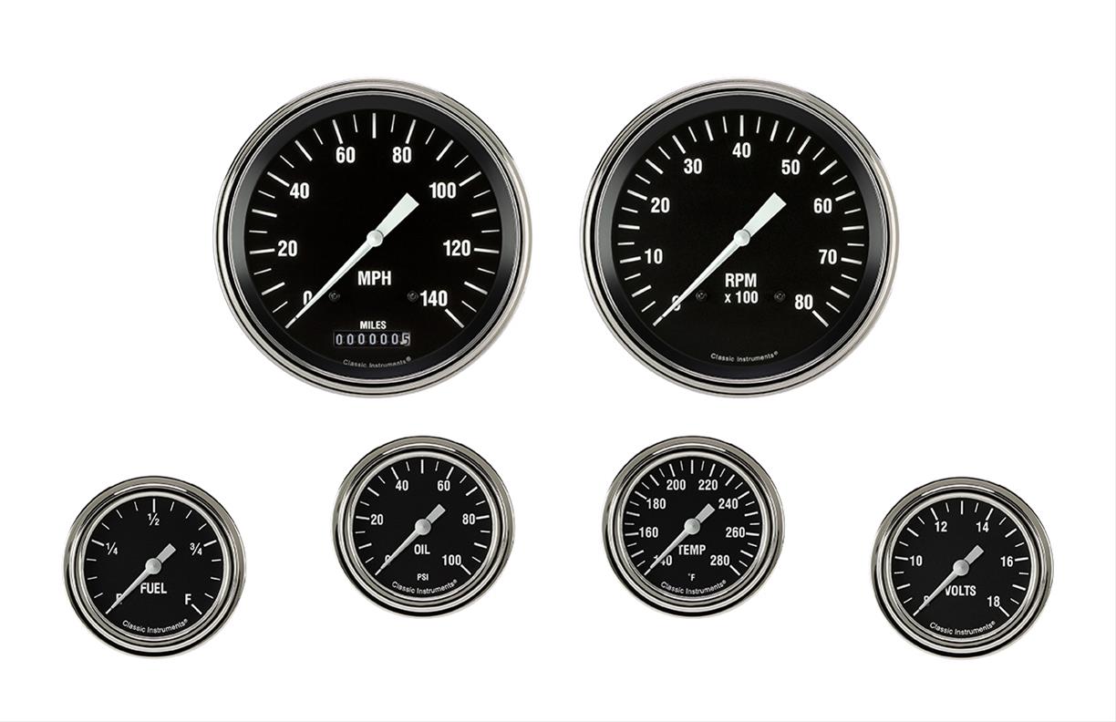 Classic Instruments HR351SLF Hot Rod Six Gauge Set 351