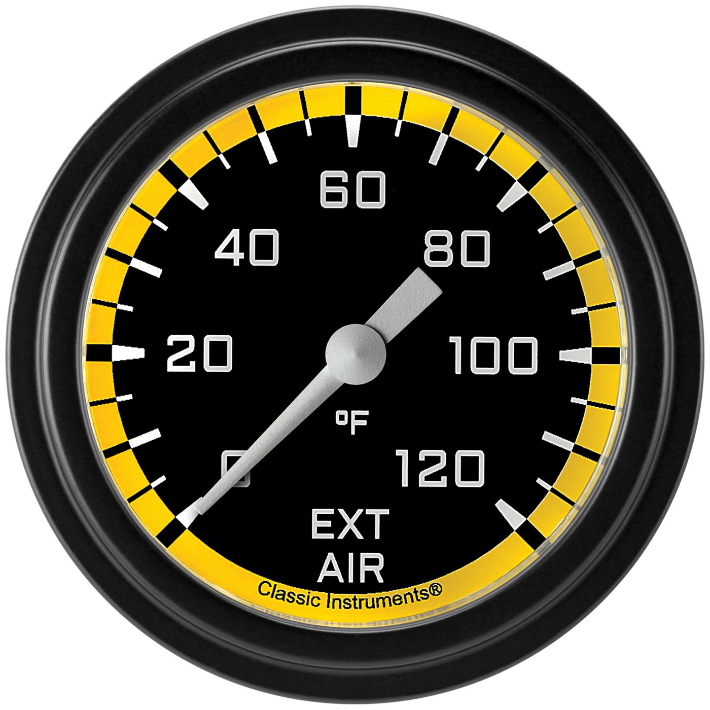 Classic Instruments AX399YBLF Autocross Yellow 2 5/8" External Air Temp. Gauge
