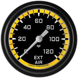 Classic Instruments AX399YBLF Autocross Yellow 2 5/8" External Air Temp. Gauge
