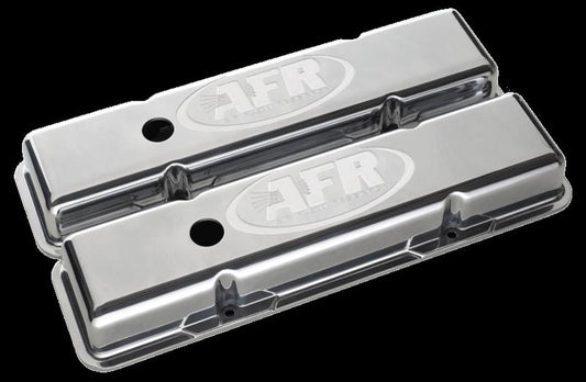 Air Flow Research AFR6706 STD Polshd Alloy Valve Covers Pr Chev SB Inc Grommets/Baff