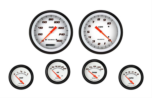 Classic Instruments VS251WBLF Velocity White Six Gauge Set 251