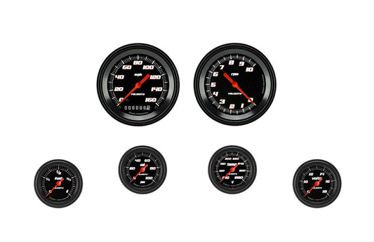 Classic Instruments VS101BBLF Velocity Black Six Gauge Set 101