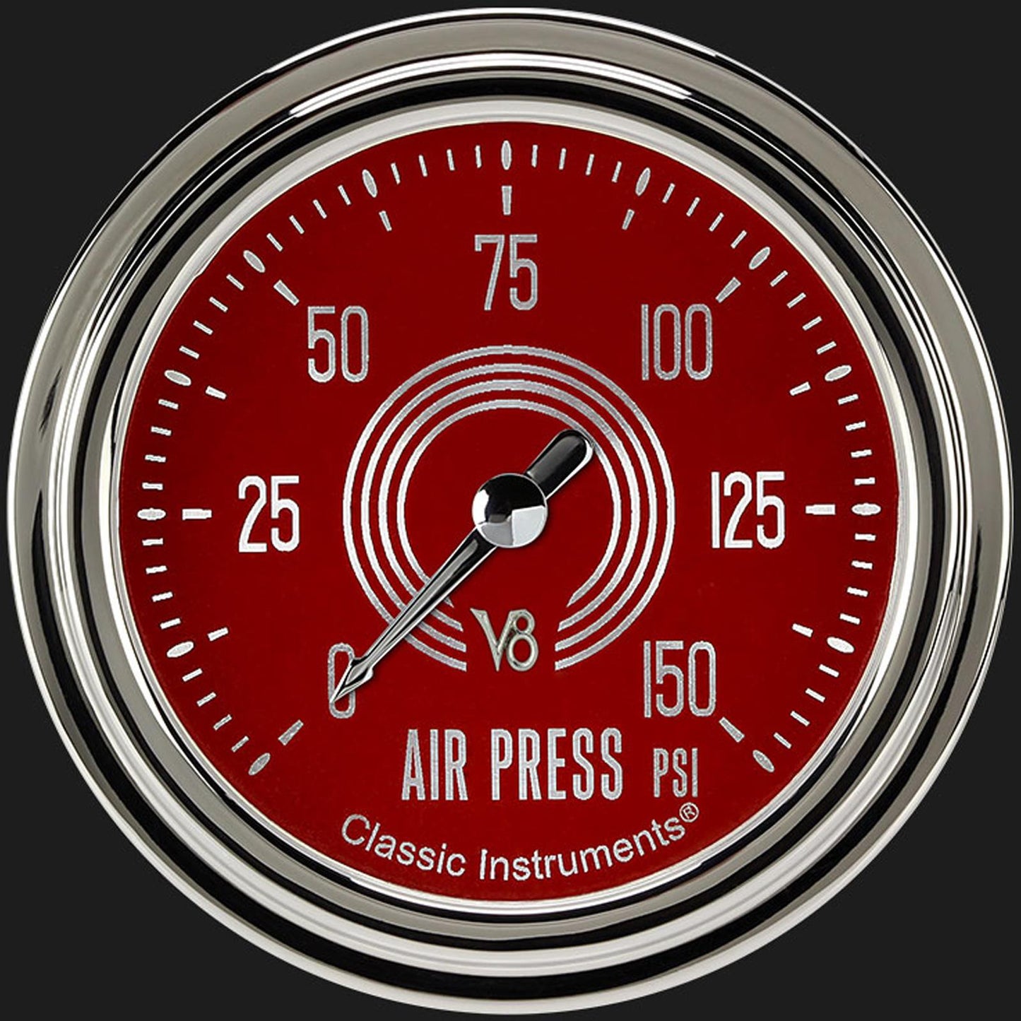 Classic Instruments V8RS318SLC V8 Red Steelie 2 5/8" Air Pressure Gauge