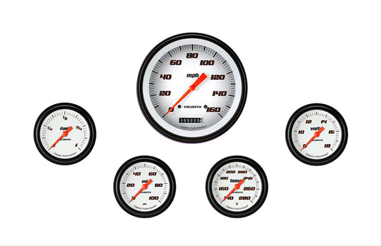 Classic Instruments VS354WBLF Velocity White Five Gauge Set 354