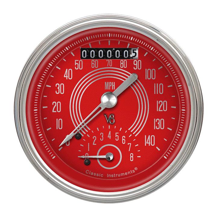 Classic Instruments V8RS20SHC V8 Red Steelie 3-3/8" Ultimate