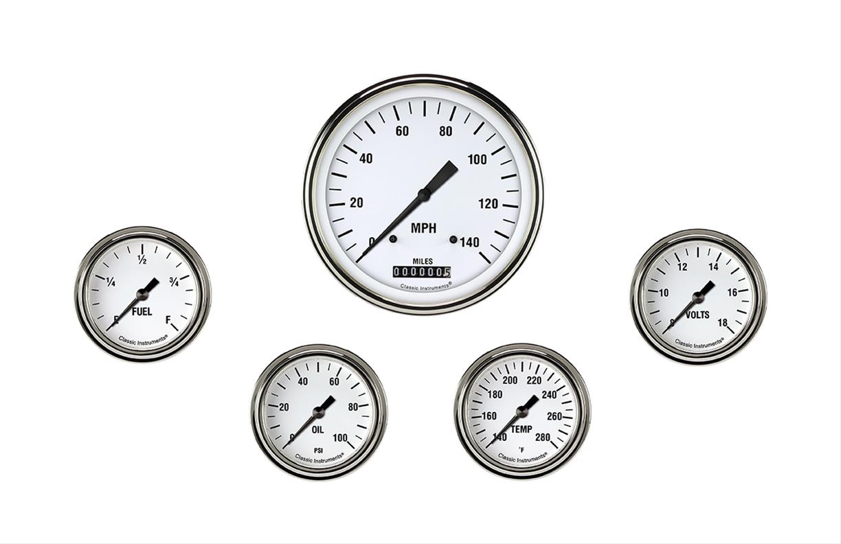 Classic Instruments WH354SLF White Hot Five Gauge Set 354