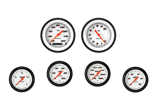 Classic Instruments VS301WBLF Velocity White Six Gauge Set 301