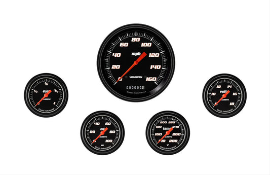 Classic Instruments VS354BBLF Velocity Black Five Gauge Set 354