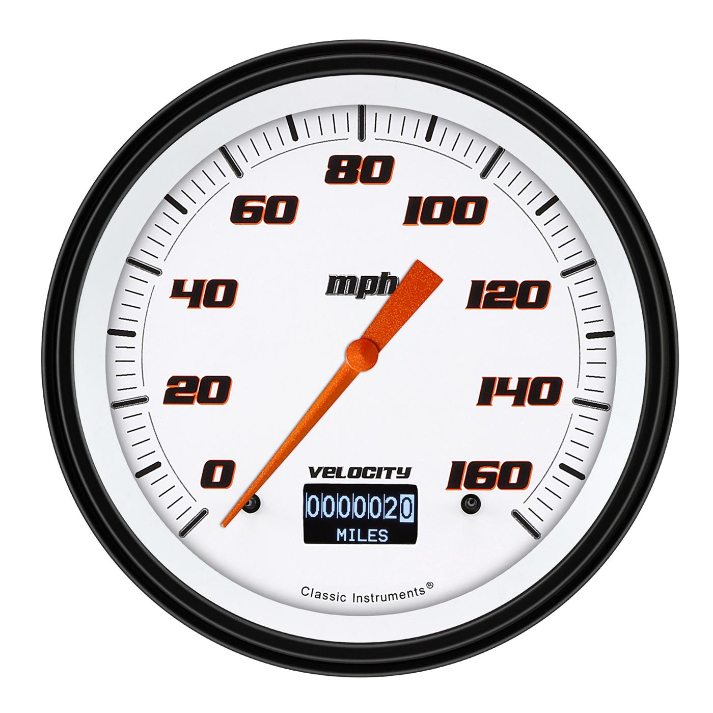Classic Instruments VS56DWBLF Velocity White 4 5/8" Speedometer  with Information Screen