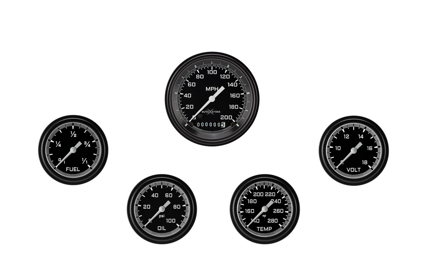 Classic Instruments AX300GBLF AutoCross Gray Five Gauge Set 300