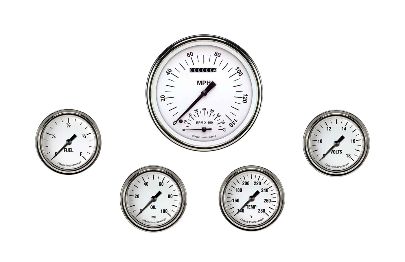 Classic Instruments WH365SLF White Hot Five Gauge Set 365