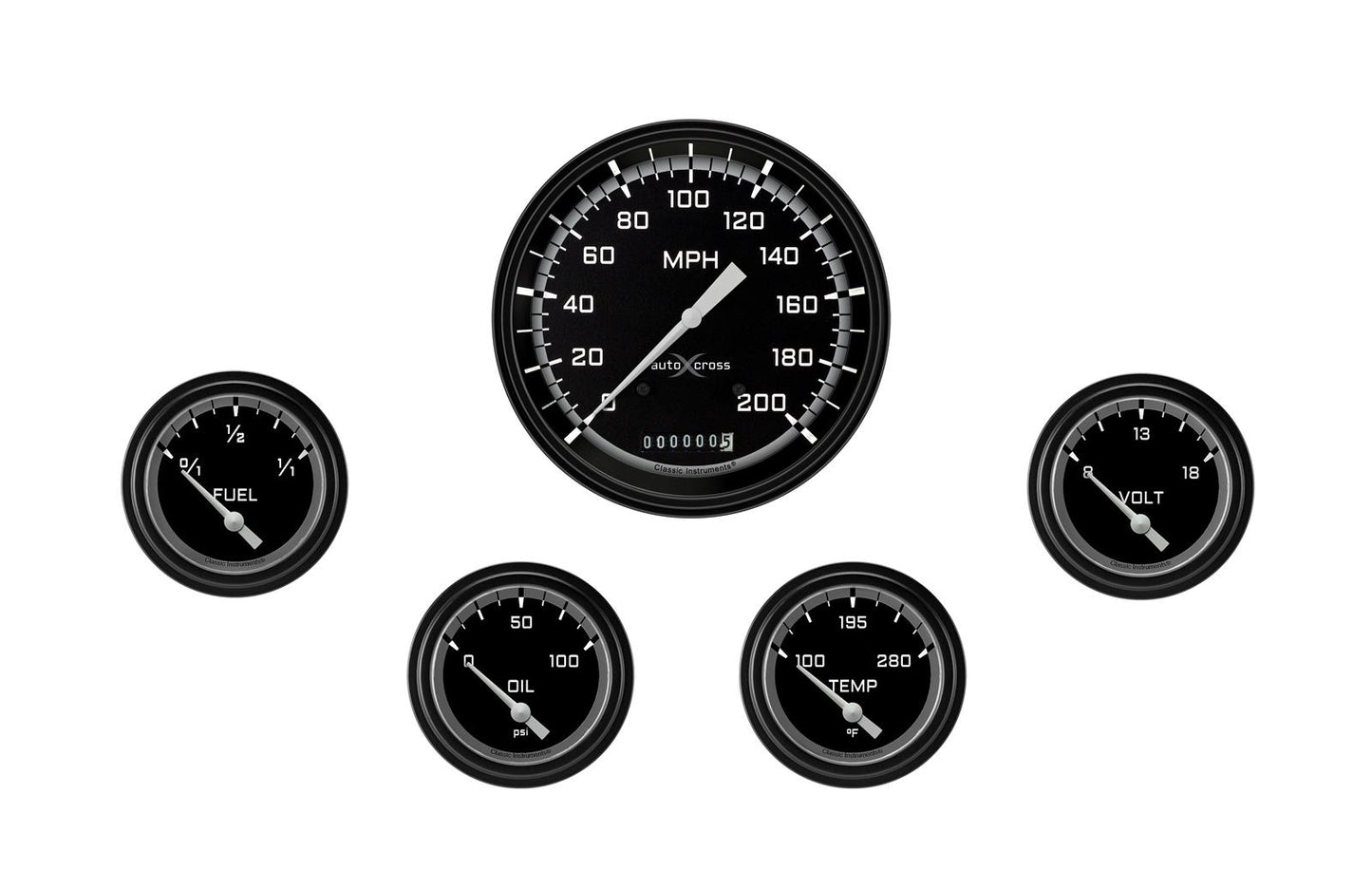 Classic Instruments AX254GBLF AutoCross Gray Five Gauge Set 254