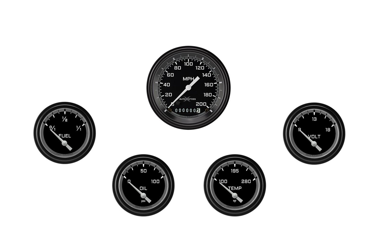 Classic Instruments AX200GBLF AutoCross Gray Five Gauge Set 200