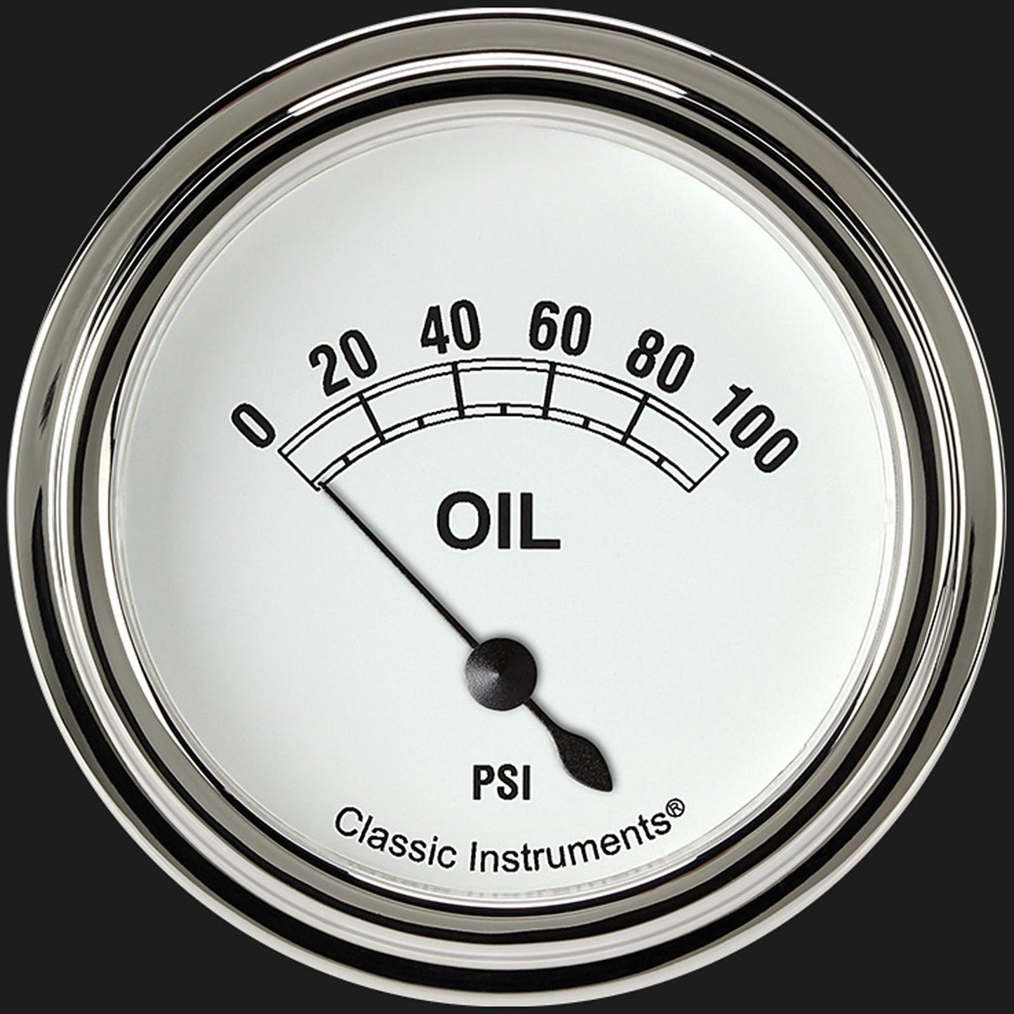 Classic Instruments CW281SLF Classic White 2 5/8" Oil Pressure Gauge