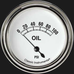 Classic Instruments CW281SLF Classic White 2 5/8" Oil Pressure Gauge