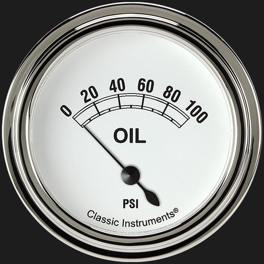 Classic Instruments CW281SLF Classic White 2 5/8" Oil Pressure Gauge