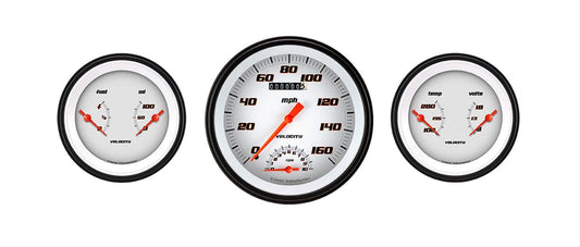 Classic Instruments VS61WBLF Velocity White - 3 Gauge Set 4-5/8" Speedtachular & 2x 3-3/8" Duals