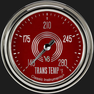 Classic Instruments V8RS327SLC V8 Red Steelie 2 5/8" Transmission Temperature Gauge
