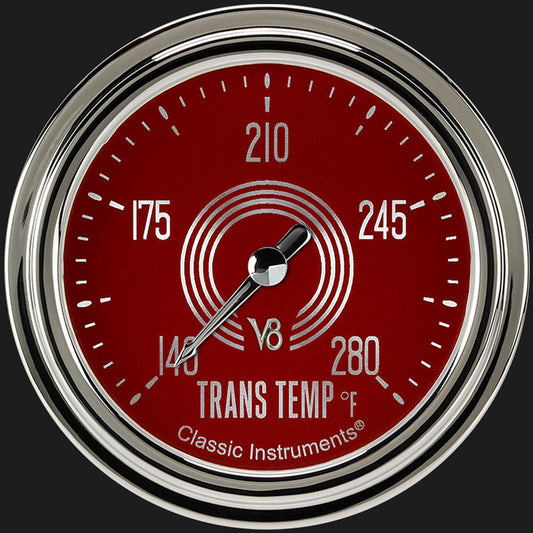 Classic Instruments V8RS327SLC V8 Red Steelie 2 5/8" Transmission Temperature Gauge