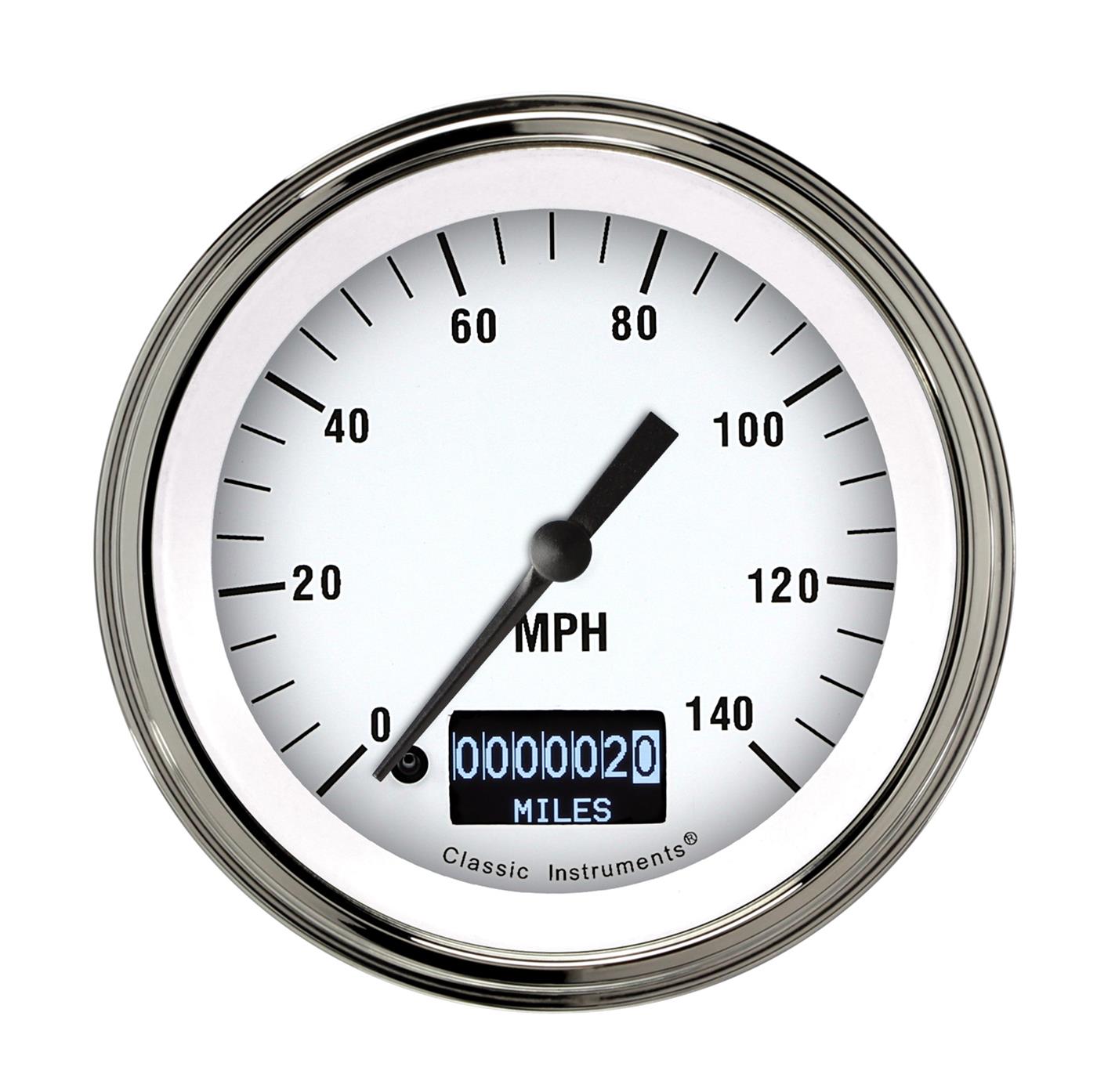 Classic Instruments WH55DSLF White Hot 3 3/8" Speedometer with Information Screen