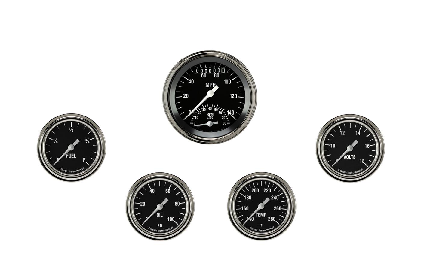 Classic Instruments HR335SLF Hot Rod Five Gauge Set 335