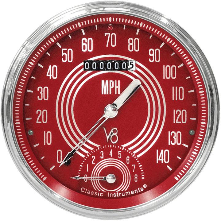 Classic Instruments V8RS50SLC V8 Red Steelie 4 - 5/8" Speedtachular
