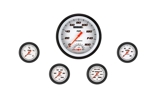 Classic Instruments VS165WBLF Velocity White Five Gauge Set 165