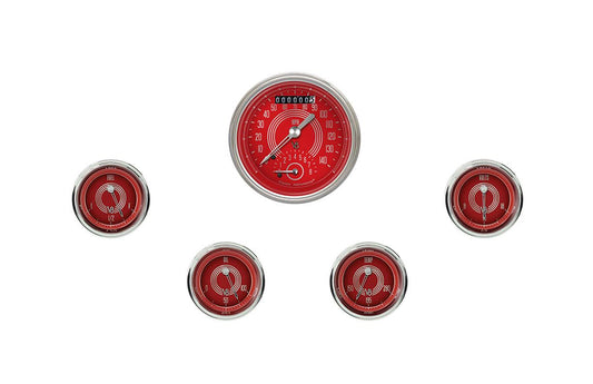 Classic Instruments V8RS35SHC V8 Red Steelie 3-3/8" Ultimate & 2-1/8" Fuel, Oi
