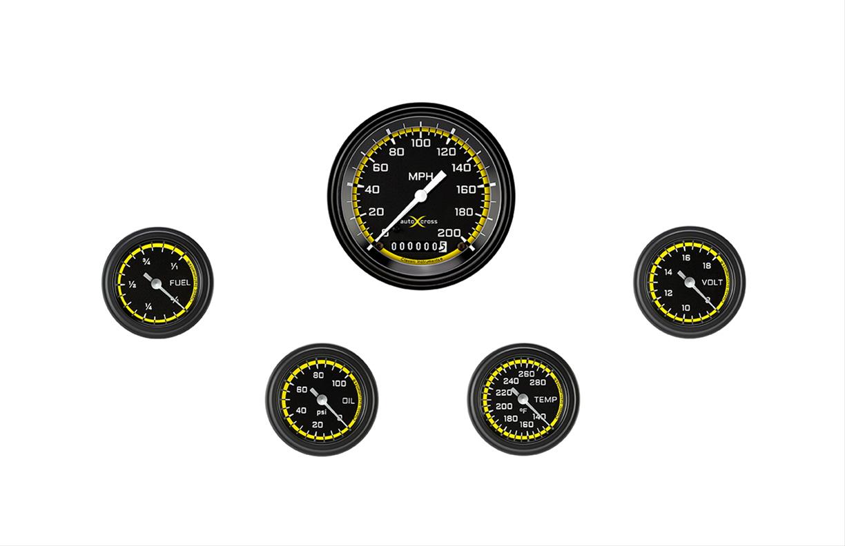 Classic Instruments AX100YBLF AutoCross Yellow Five Gauge Set 100