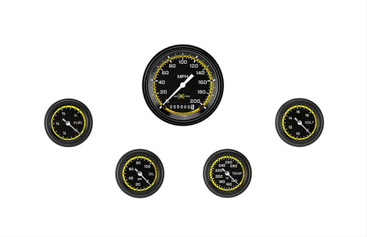 Classic Instruments AX100YBLF AutoCross Yellow Five Gauge Set 100