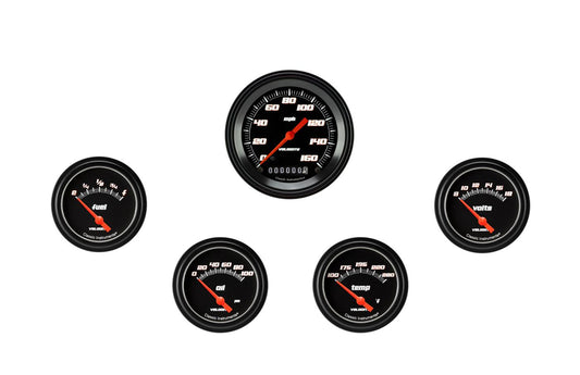 Classic Instruments VS200BBLF Velocity Black Five Gauge Set 200