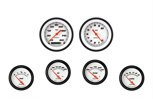 Classic Instruments VS201WBLF Velocity White Six Gauge Set 201