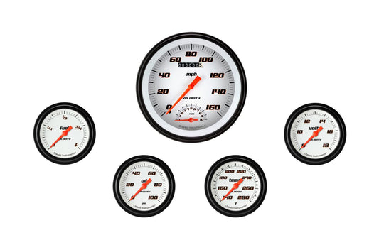 Classic Instruments VS365WBLF Velocity White Five Gauge Set 365