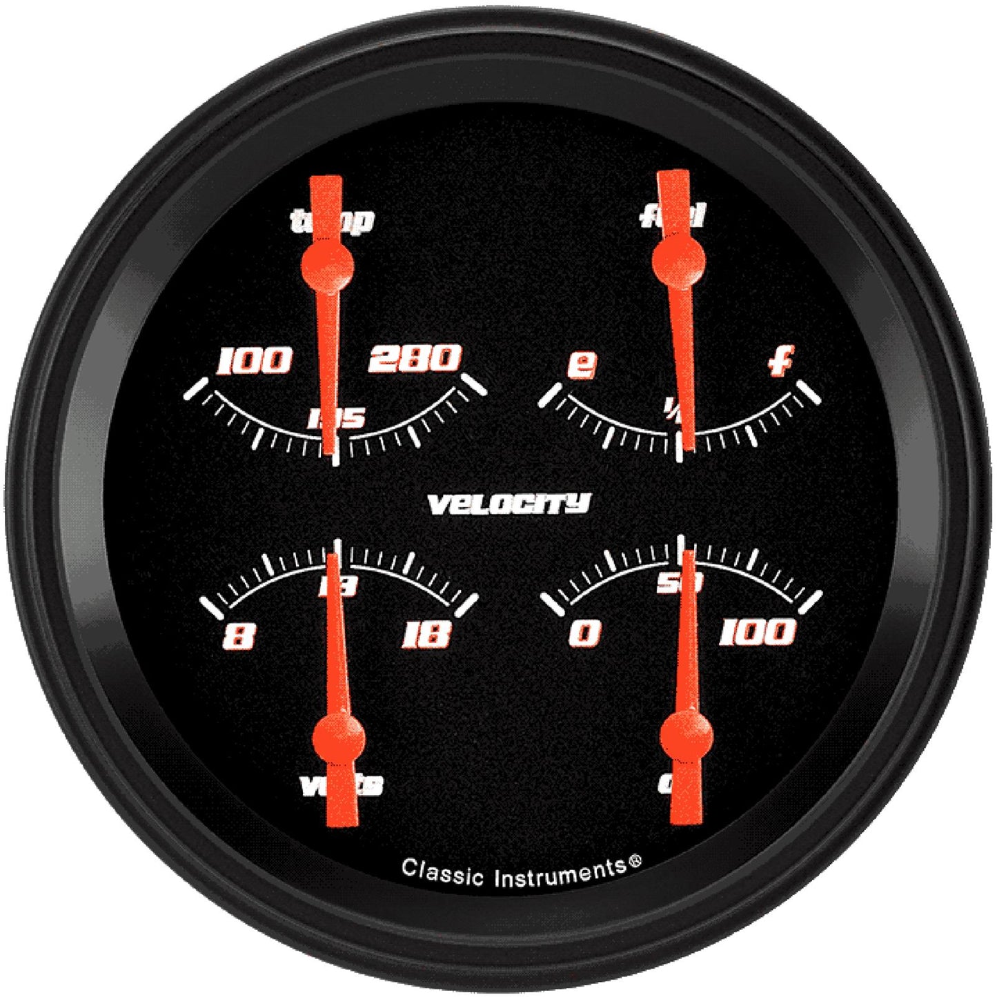 Classic Instruments VS31BBLF Velocity Black w/ Black Bezel 4 - 5/8" Quad fuel 0