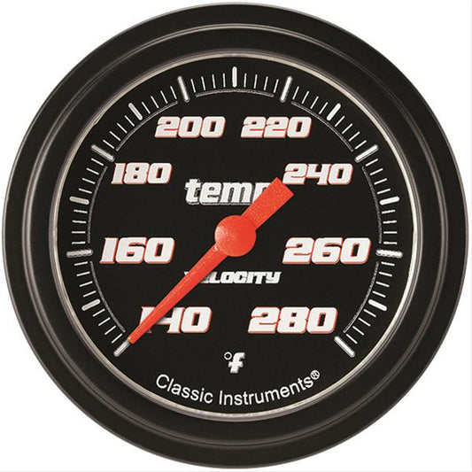Classic Instruments VS326BBLF-12 Velocity Black - Water Temp Gauge Full Sweep 2-5/8"