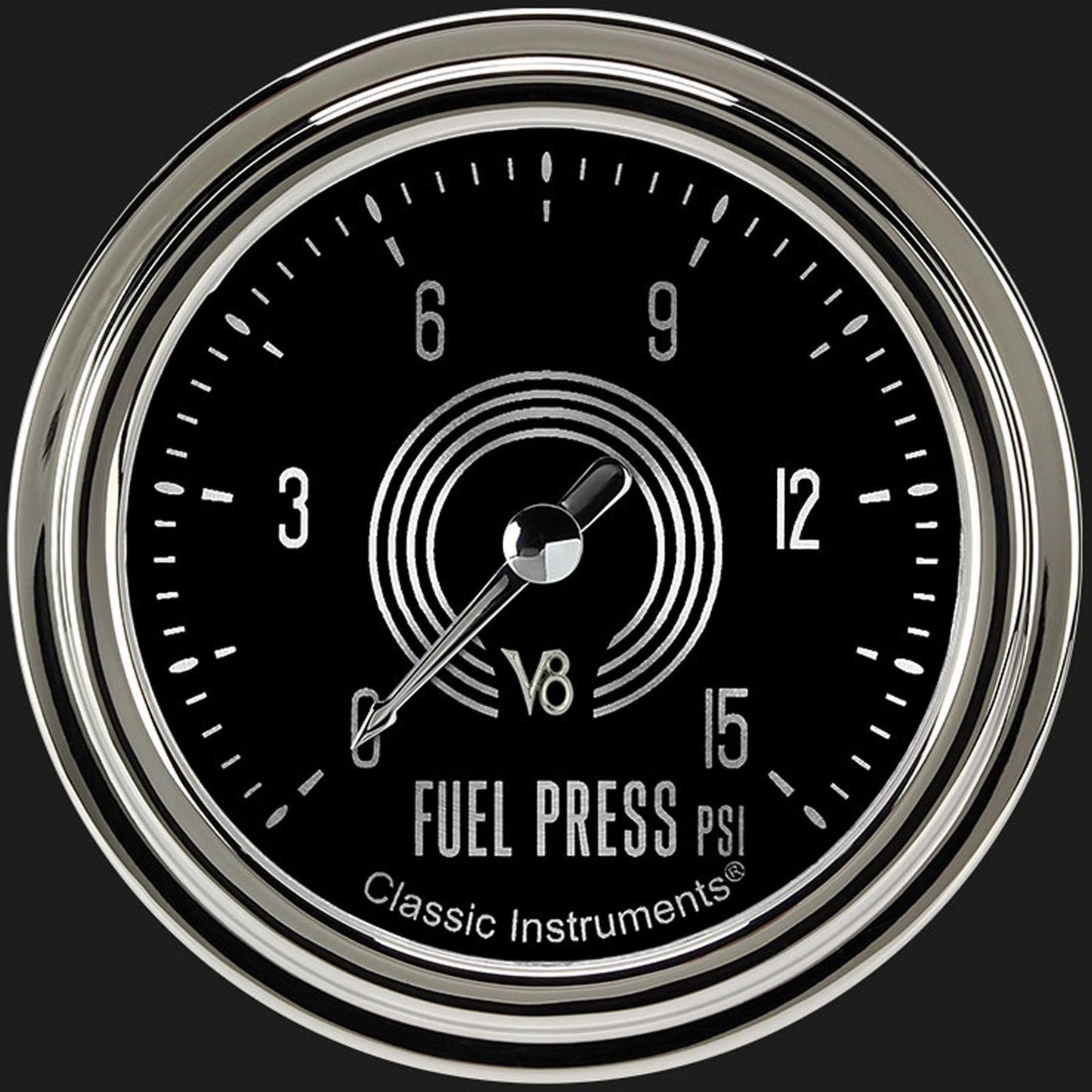 Classic Instruments V8SR345SLC V8 Speedster 2 5/8" Fuel Pressure Gauge, 15 psi
