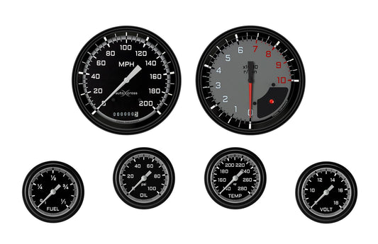 Classic Instruments AX351GBLF AutoCross Gray Six Gauge Set 351