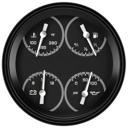 Classic Instruments AX78GBLF Autocross Grey w/ Black Bezel 4 - 5/8" Quad fuel