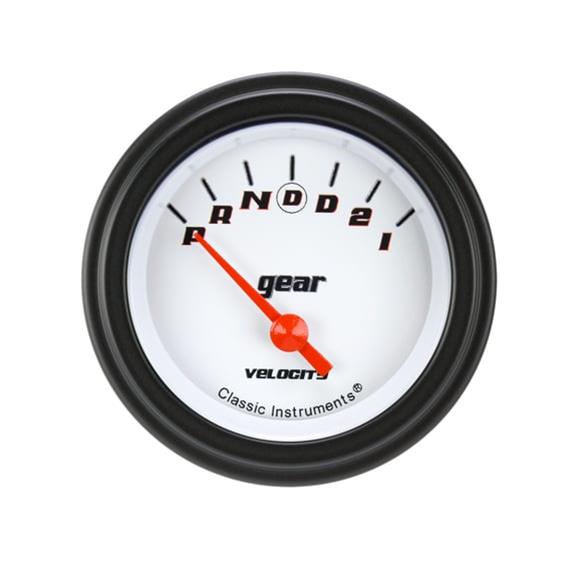 Classic Instruments VS06WBLF Velocity White - Gear Indicator Gauge w/ Overdrive 2-1/8"