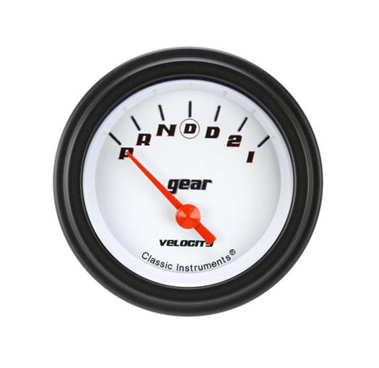 Classic Instruments VS06WBLF Velocity White - Gear Indicator Gauge w/ Overdrive 2-1/8"